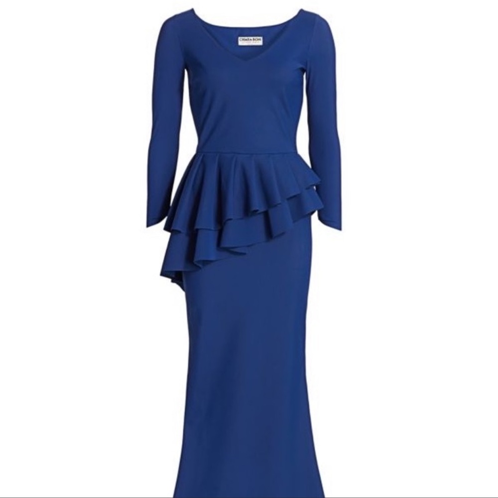 Chiara Boni Royal Blue Ruffle Prom Dress
